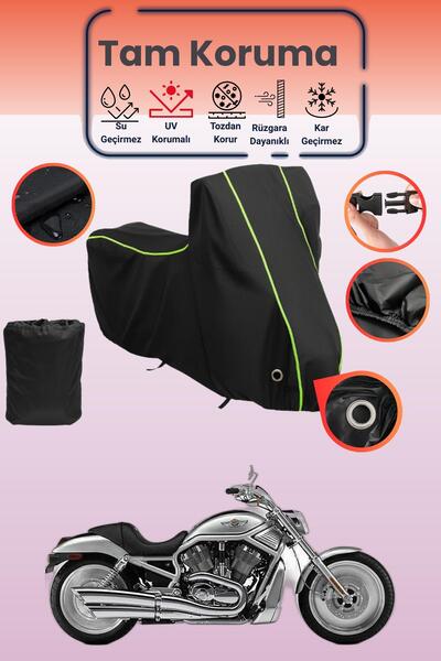 Dokaca Neo غطاء دراجة نارية أسود نيون قماش مجدّل متوافق مع هارلي ديفيدسون VRS...