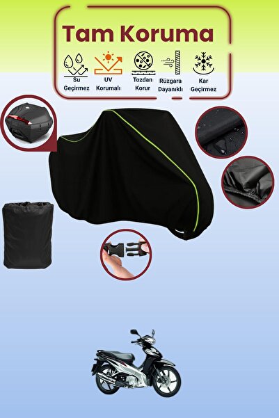 Dokaca Neo حقيبة خلفية سوداء نيون قماش مجدّل متوافقة مع هوندا ويف 110، غطاء د...