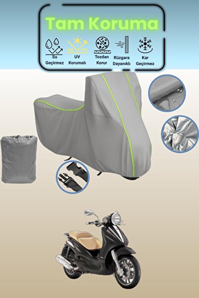 Dokaca Neo غطاء دراجة نارية رمادي نيون قماش مجدّل متوافق مع بياجيو بيفرلي 500...