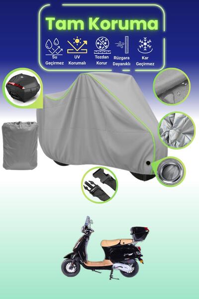 Dokaca Neo غطاء دراجة نارية رمادي نيون قماش مجدّل متوافق مع قفل وحقيبة خلفية ...