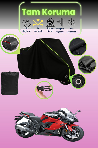 Dokaca Neo حقيبة خلفية وقفل أسود نيون قماش مجدّل متوافقة مع دراجة نارية كاواس...