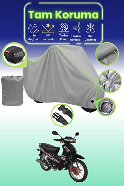 Dokaca Neo غطاء دراجة نارية رمادي نيون قماش مجدّل متوافق مع Yuki YK100-7 باشا