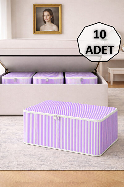 ADARYA HOME 10-секційний смугастий мішок 62x37x25 см Організатор для шафи Тка...