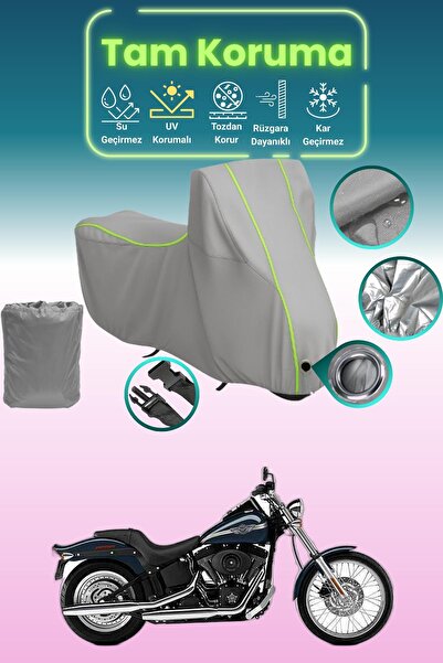 Dokaca Neo غطاء دراجة نارية رمادي نيون قماش مجدّل متوافق مع هارلي ديفيدسون سو...