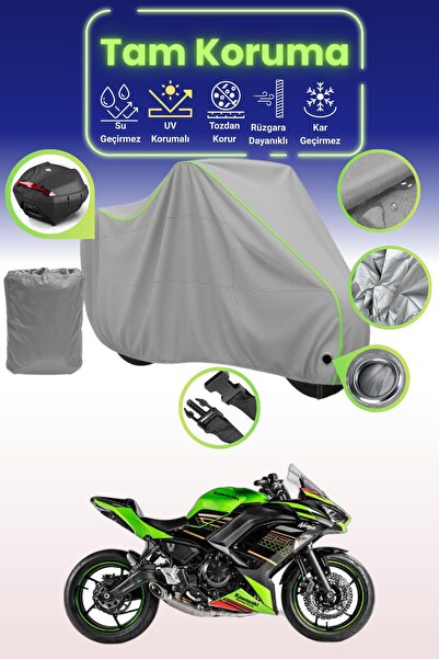 Dokaca Neo حقيبة خلفية وقفل رمادي نيون قماش مجدّل متوافقة مع دراجة نارية كاوا...