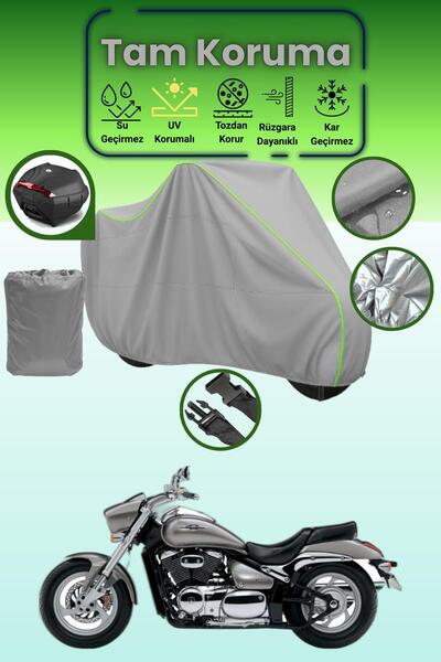 Dokaca Neo حقيبة خلفية رمادية نيون قماش مجدّل متوافقة مع سوزوكي VZ 800 Intrud...