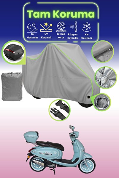 Dokaca Neo غطاء دراجة نارية رمادي نيون قماش مجدّل متوافق مع Arora AR 50 كابتشينو