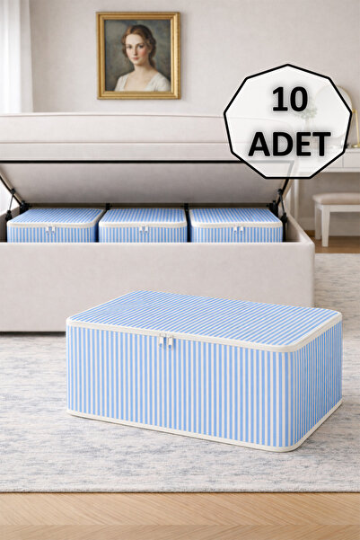 ADARYA HOME 10-секційний смугастий мішок 62x37x25 см Організатор для шафи Тка...