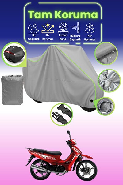 Dokaca Neo غطاء دراجة نارية رمادي نيون قماش مجدّل متوافق مع Kuba KEE 100، غطا...