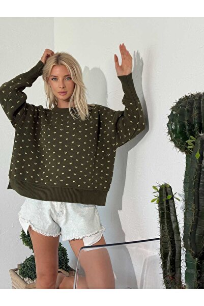 elbisereyonda Speckled Pattern Oversized Knitwear Sweater