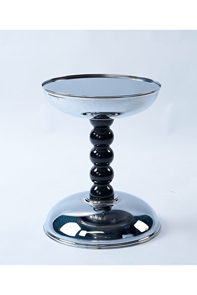 Lins Aksesuar Elegance Krom Ayaklı Yuvarlak Oturma Odası, Yatak Odası Yan Sehpa