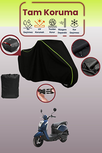 Dokaca Neo Black Neon Corded Fabric Rear Bag Compatible Sym Mio 100 Compatibl...