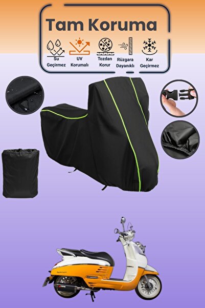 Dokaca Neo غطاء محرك متوافق مع بيجو جانجو قماش مجدّل باللون الأسود النيون، غط...