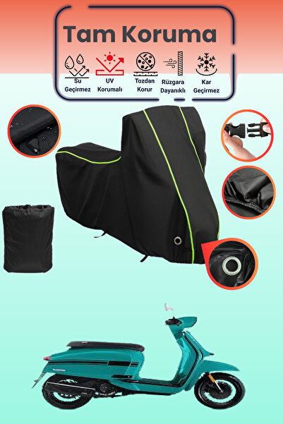 Dokaca Neo غطاء دراجة نارية متوافق مع لامبريتا V125 باللون الأسود النيون قماش...