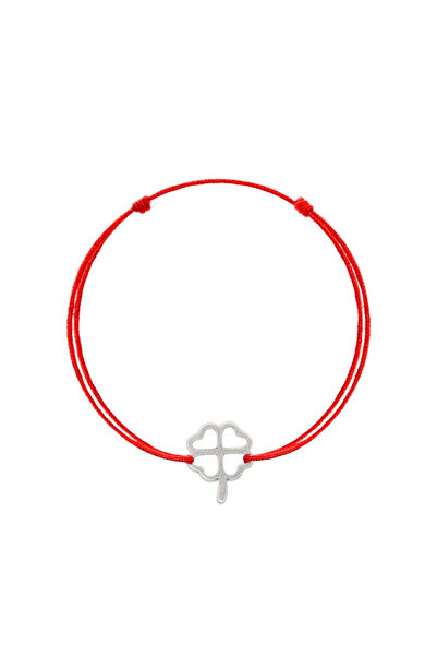 Bijuteria SORELLY Brățară din argint cu șnur roșu și trifoi