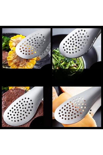 Kitchen Dream Stainless Steel Silicone Handle Kitchen Tongs Food Tongs Barbecue Grill Meat Fish Tongs 1Pc