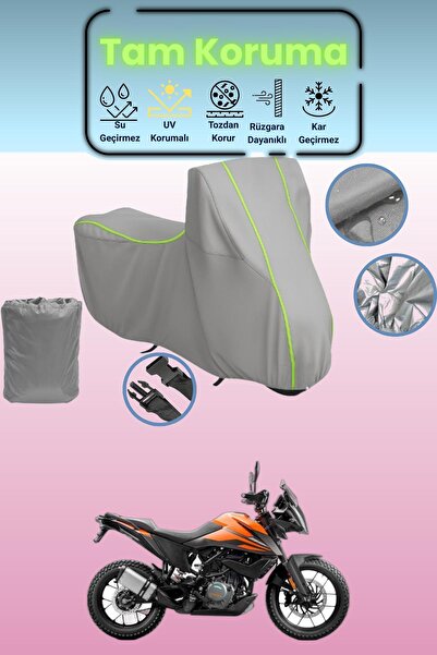 Dokaca Neo غطاء دراجة نارية رمادي نيون قماش مجدّل KTM 390 Adventure متوافق، غ...