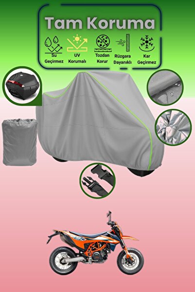 Dokaca Neo حقيبة خلفية رمادية نيون قماش مجدّل متوافقة مع KTM 690 SMC R، غطاء ...