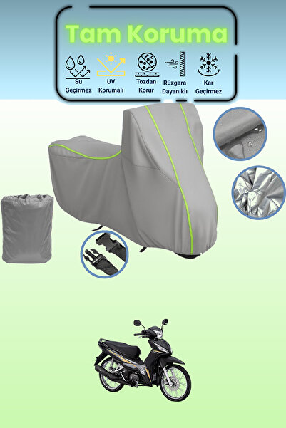 Dokaca Neo غطاء دراجة نارية متوافق مع هوندا ويف قماش مجدّل باللون الرمادي الن...