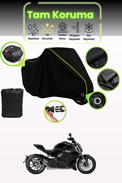 Dokaca Neo حقيبة خلفية وقفل أسود نيون قماش مجدّل متوافقة مع دراجة دوكاتي دياف...