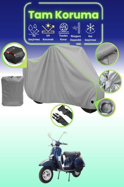 Dokaca Neo غطاء دراجة نارية رمادي نيون قماش مجدّل متوافق مع Vespa PX 200، غطا...