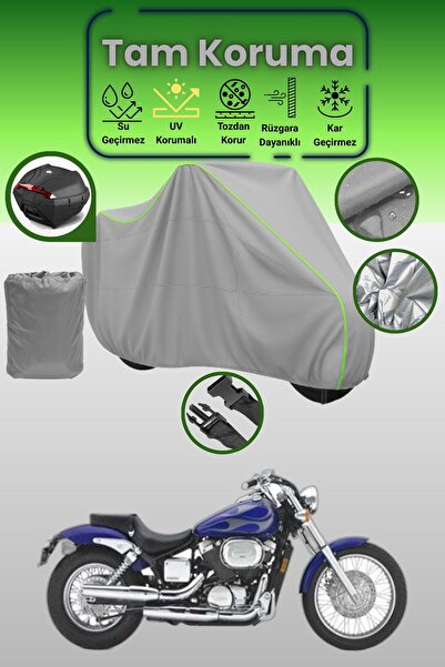 Dokaca Neo حقيبة خلفية رمادية نيون قماش مجدّل متوافقة مع هوندا شادو سبيريت 75...