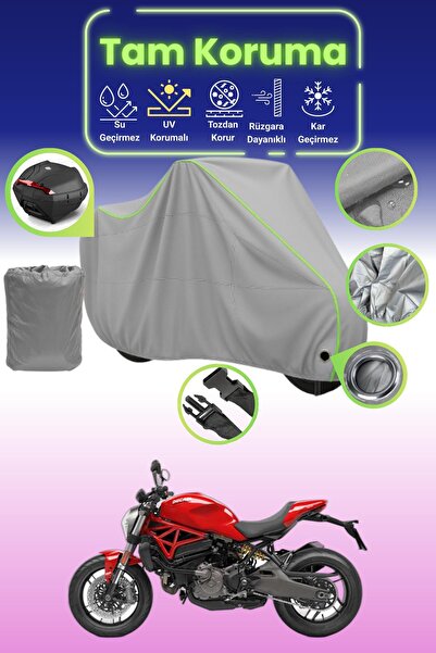 Dokaca Neo حقيبة خلفية وقفل رمادي نيون قماش مجدّل متوافقة مع دراجة دوكاتي مون...