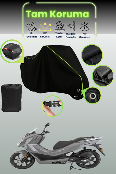 Dokaca Neo قماش دراجة نارية أسود نيون قماش مجدّل متوافق مع قفل وحقيبة خلفية م...