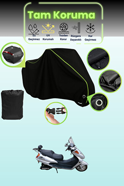 Dokaca Neo قماش دراجة نارية متوافق مع قفل وحقيبة خلفية باللون الأسود النيون ق...