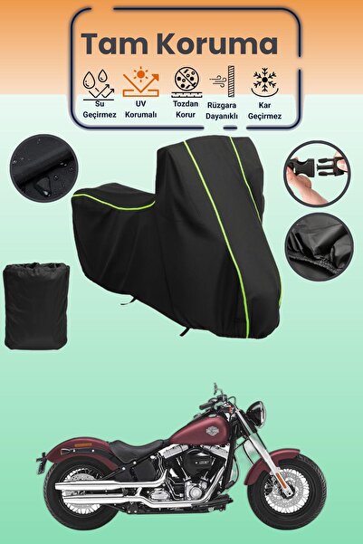 Dokaca Neo غطاء حماية أسود نيون قماش مجدّل متوافق مع هارلي ديفيدسون سوفتيل سل...