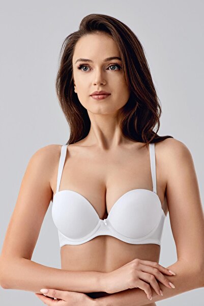 Kompedan Kadın B Kap Çift Destekli Basic Sütyen | Beyaz 7040