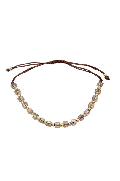 Bijuteria SORELLY Brățară unisex cu mărgele din aur de 14k și cristal fumuriu