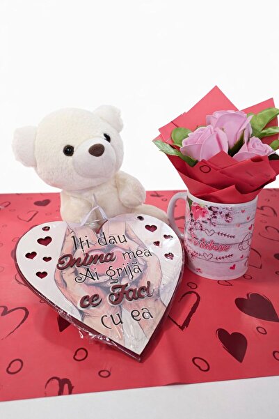 OEM Set cadou romantic – Ursuleț, cană „Te iubesc”, placheta din lemn cu mesa...