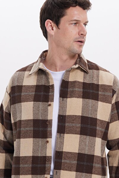 Tudors Erkek Relax Fit Rahat Kesim Kışlık Kareli Oduncu Gömlek