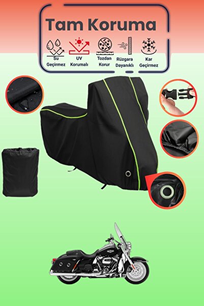 Dokaca Neo غطاء دراجة نارية أسود نيون قماش مجدّل متوافق مع هارلي ديفيدسون رود...
