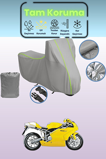 Dokaca Neo غطاء دراجة نارية رمادي نيون قماش مجدّل متوافق مع دوكاتي 749، غطاء ...