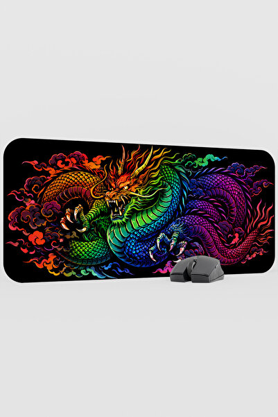 mousepad bastir Dragon Rainbow V5 70X30 XL Gaming Rubber Non-Slip Base Mouse Pad Mouse Mat