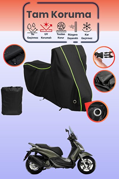 Dokaca Neo غطاء دراجة نارية أسود نيون قماش مجدّل متوافق مع بياجيو بيفرلي 300 ...