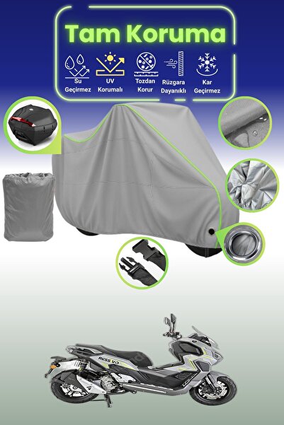 Dokaca Neo غطاء دراجة نارية رمادي نيون قماش مجدّل متوافق مع قفل وحقيبة خلفية ...