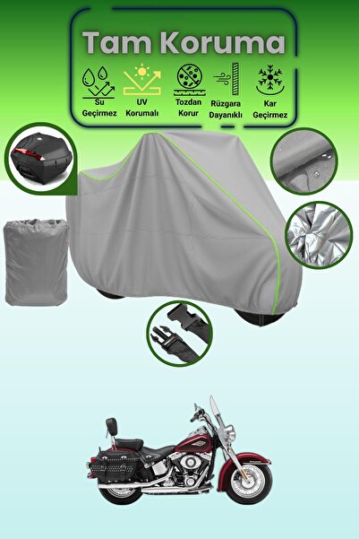 Dokaca Neo حقيبة خلفية رمادية نيون قماش مجدّل متوافقة مع دراجة نارية هارلي دي...