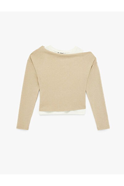 Koton Tricou cu mânecă lungă, cu guler dublu asimetric, în slim fit culori co...