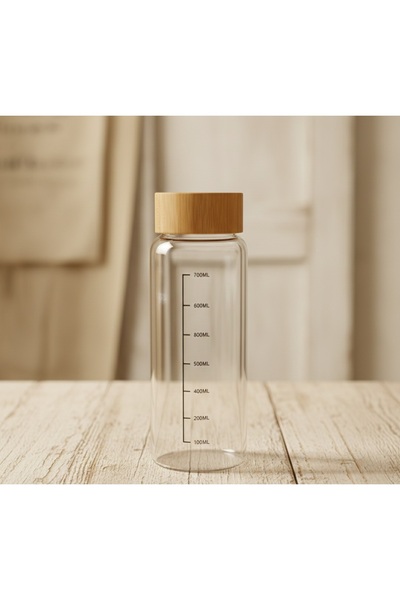 MİR Bambu kapaklı 700 ml cam suluk matara