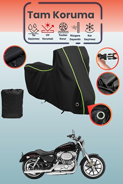 Dokaca Neo غطاء دراجة نارية أسود نيون قماش مجدّل متوافق مع هارلي ديفيدسون سبو...