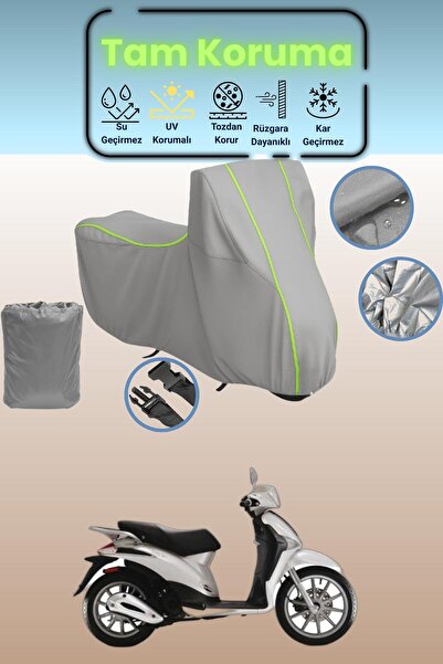 Dokaca Neo غطاء دراجة نارية رمادي نيون قماش مجدّل متوافق مع بياجيو ليبرتي 200...