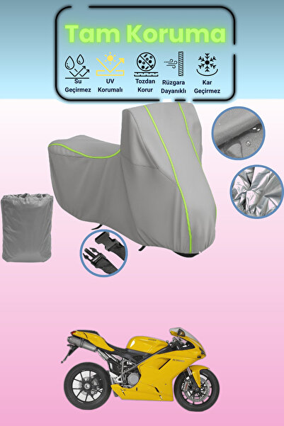 Dokaca Neo غطاء دراجة نارية رمادي نيون قماش مجدّل متوافق مع دوكاتي 1098، غطاء...