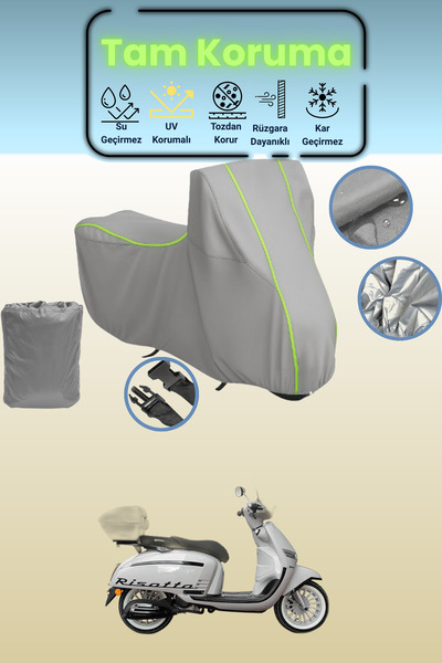 Dokaca Neo غطاء دراجة نارية رمادي نيون قماش مجدّل يوكي ريزوتو 50 متوافق، غطاء...