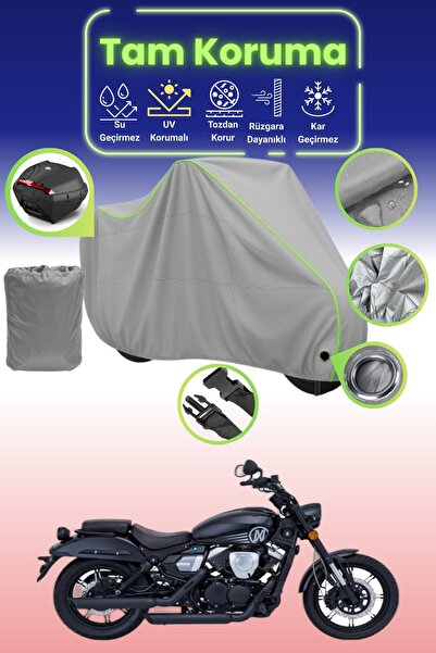 Dokaca Neo غطاء دراجة نارية رمادي نيون قماش مجدّل متوافق مع قفل وحقيبة خلفية ...