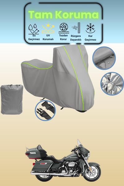 Dokaca Neo غطاء دراجة نارية رمادي نيون قماش مجدّل من هارلي ديفيدسون ألترا ليم...