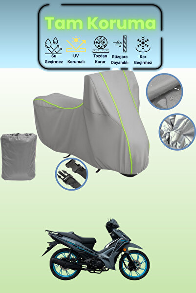 Dokaca Neo غطاء دراجة نارية رمادي نيون قماش مجدّل يوكي سوليد 125 متوافق، غطاء...