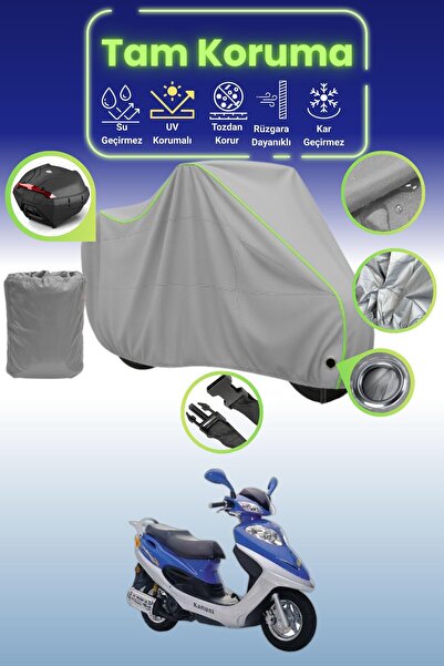 Dokaca Neo غطاء دراجة نارية رمادي نيون قماش مجدّل متوافق مع قفل وحقيبة خلفية ...